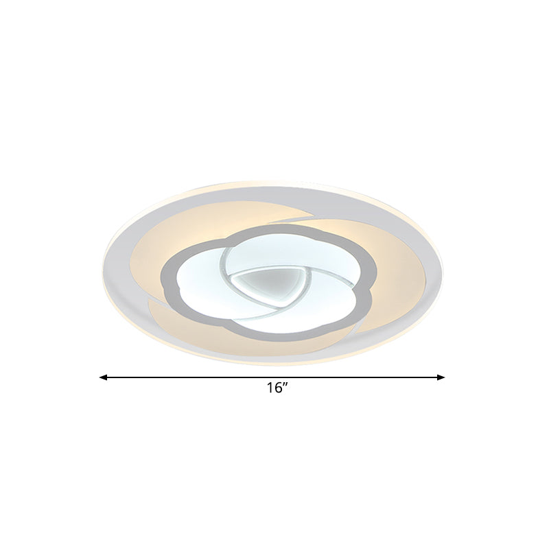 Modern Floral Flushmount Led Ceiling Light In Warm/White 16’/19.5’/23.5’ Wide