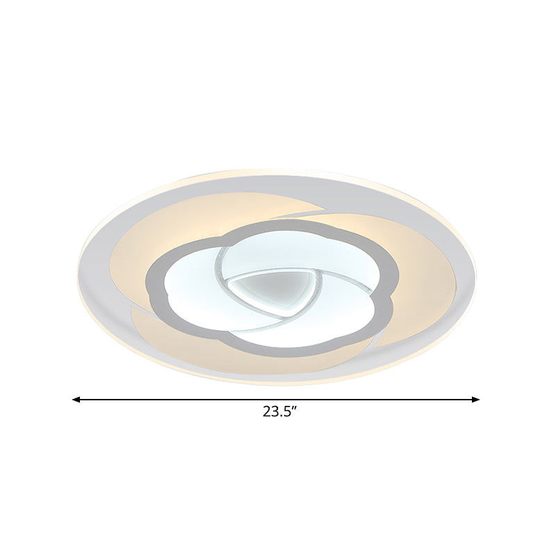 Modern Floral Flushmount Led Ceiling Light In Warm/White 16’/19.5’/23.5’ Wide