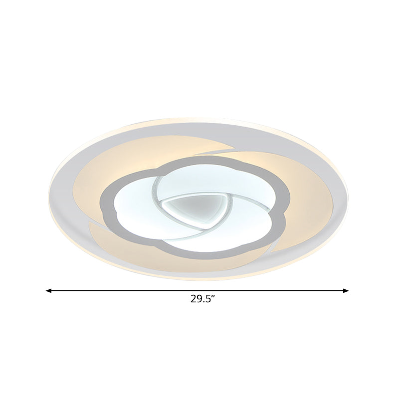 Modern Floral Flushmount Led Ceiling Light In Warm/White 16’/19.5’/23.5’ Wide