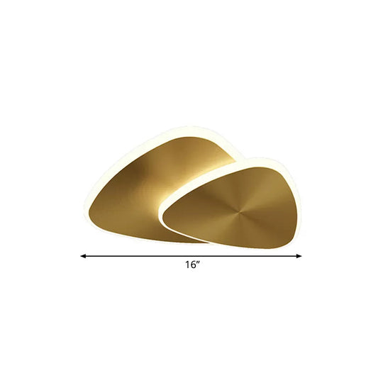 Modernist Metallic Triangle Ceiling Fixture With Led Flush Mount Lighting In Gold Warm/White/3 Color