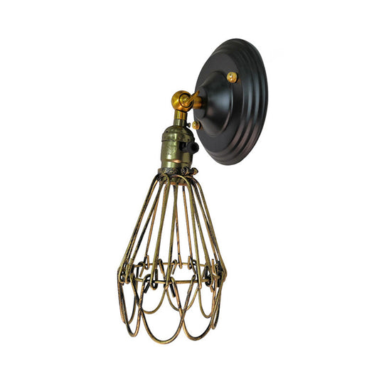 Farmhouse Style Wrought Iron Wall Sconce With Rotatable Lamp 1 Bulb Black/Bronze