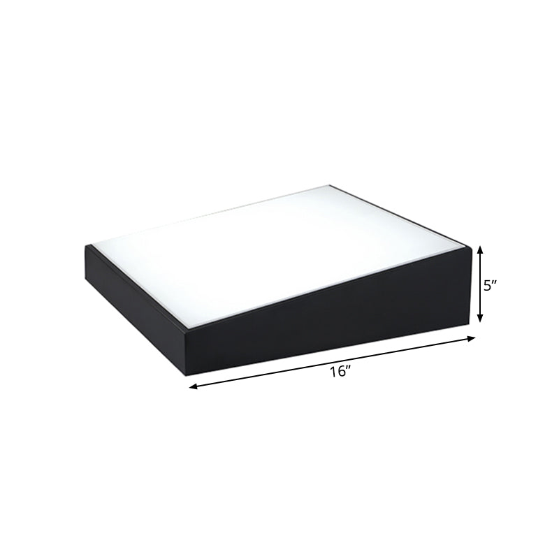 16’/19.5’ Wide Contemporary Led Metal Shade Flush Lighting - White/Black Trapezoid Mount Light