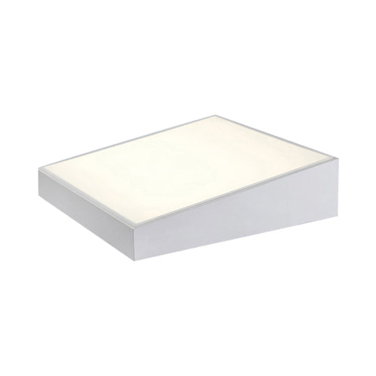 16’/19.5’ Wide Contemporary Led Metal Shade Flush Lighting - White/Black Trapezoid Mount Light