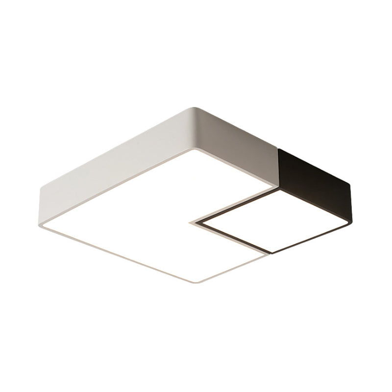 Simple Metal Square Flush Mount Led Ceiling Light Fixture For Living Room In Warm/White -
