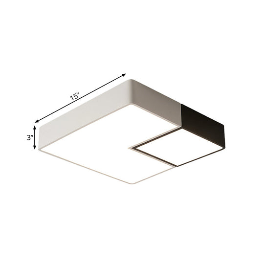 Simple Metal Square Flush Mount Led Ceiling Light Fixture For Living Room In Warm/White -