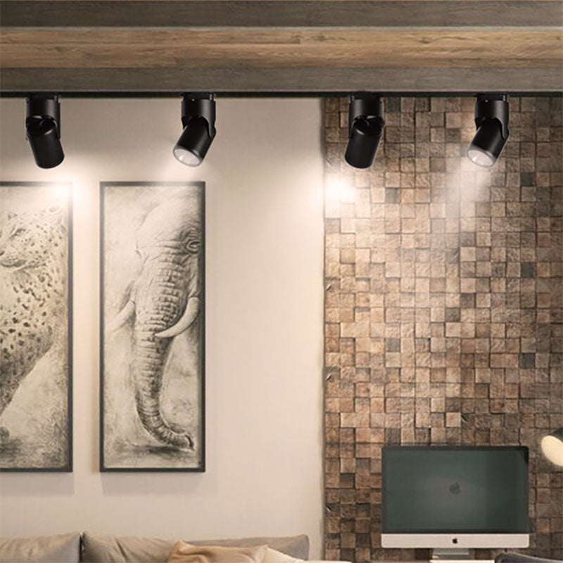 Stylish Mini Semi Flush Led Ceiling Light With Rotatable Metal Cylinder Shade In Black/White For