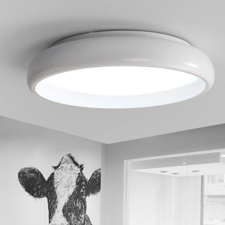 Nordic Metal Black/White Circular Flush Mount Ceiling Light - Warm/White Led Bedroom Fixture With