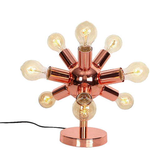 Industrial Style Copper Finish Sputnik Table Lamp | 6/9-Head Metallic Lighting For Bedroom With