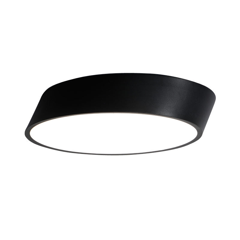 Modernist Led Bedroom Flush Mount Light In White/Black Inclined Elliptical Design 10/16/19.5 Wide