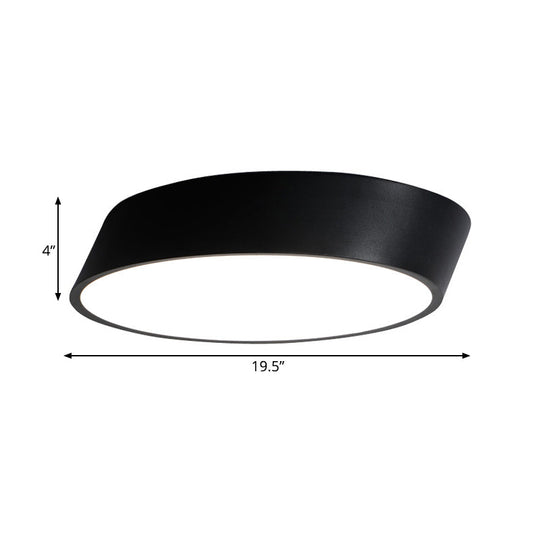 Modernist Led Bedroom Flush Mount Light In White/Black Inclined Elliptical Design 10’/16’/19.5’ Wide