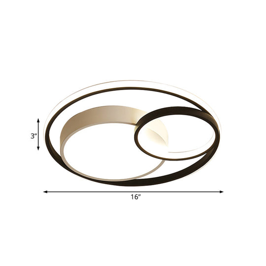 Contemporary Metal Led Flush Mount Ceiling Lamp - White/Black 16’/19’/23.5’ Wide