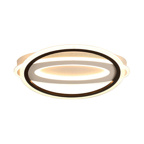 Contemporary Led White Ceiling Lamp - Elliptical Metal Flush Light White/Warm 16.5/19.5/23.5 Wide