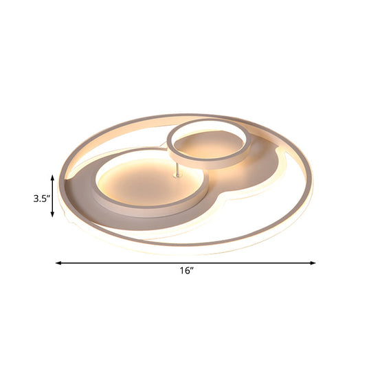 Modern Led Metal Flush Mount Ceiling Lamp In Black/White 16’/19.5’/23.5’ Wide White/Warm Lighting