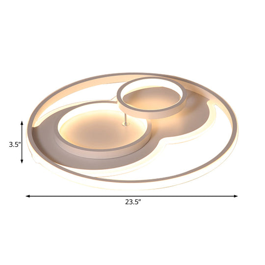 Modern Led Metal Flush Mount Ceiling Lamp In Black/White 16/19.5/23.5 Wide White/Warm Lighting