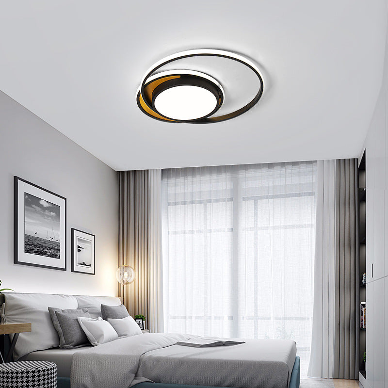 Ultra Thin Modern Metal Led Flush Ceiling Light In Black/White - White/Warm 18/21.5 Wide Black / 18