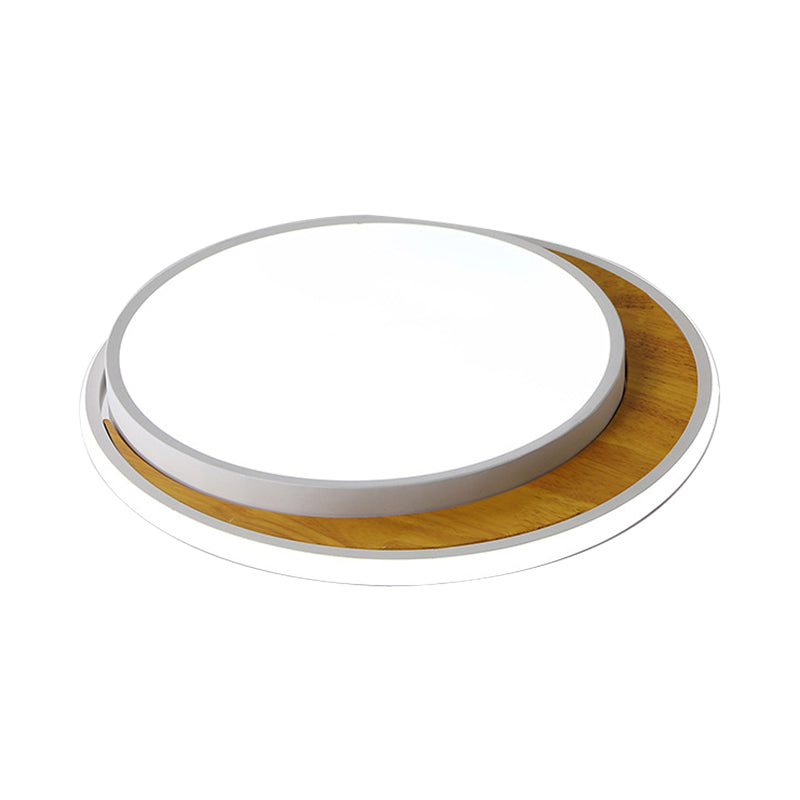 Contemporary Black/White Led Circle Flush Mount Ceiling Light Metal Fixture In White/Warm 16.5/20.5