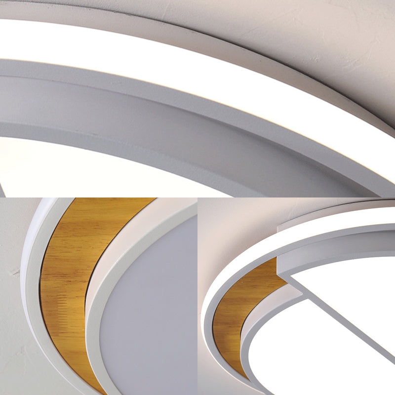 Modern Led Flush Mount Light In Black/White With White/Warm Glow 16.5’/20.5’ Wide