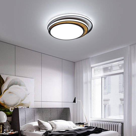 Modern Led Metal Flush Ceiling Light In Black/White 16.5/20.5 Wide White/Warm Black / 16.5 White