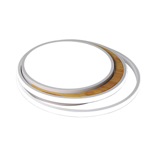 Modern Led Metal Flush Ceiling Light In Black/White 16.5’/20.5’ Wide White/Warm