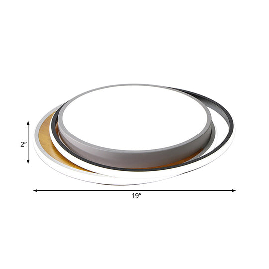 Modern Metal Led Flush Mount Ceiling Light In Black/White - White/Warm 19’/23’ Wide