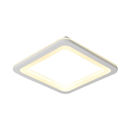 Simple Metal Led White Ceiling Light Fixture In Square Flush Design 10’/14.5’/19’ Wide With