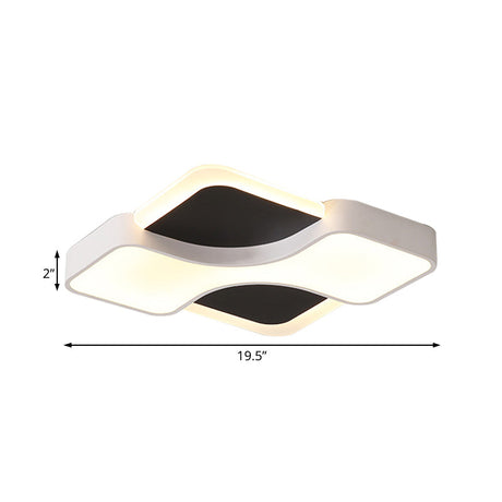 Geometric Metal Led Flush Ceiling Light Fixture In White/Warm 16.5/19.5/23.5 Wide