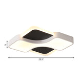 Geometric Metal Led Flush Ceiling Light Fixture In White/Warm 16.5’/19.5’/23.5’ Wide