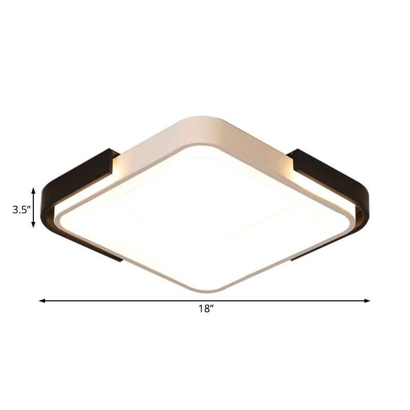 Simple Metal Led Flush Mount Light In White/Warm - Rectangular/Square Ceiling Fixture 18’/35.5’