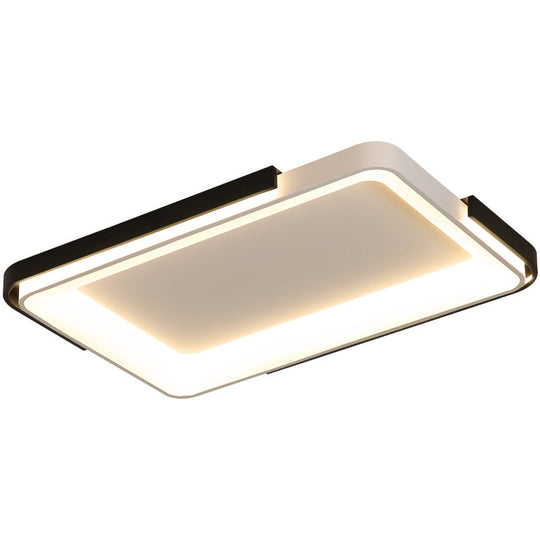 Simple Metal Led Flush Mount Light In White/Warm - Rectangular/Square Ceiling Fixture 18/35.5 Wide