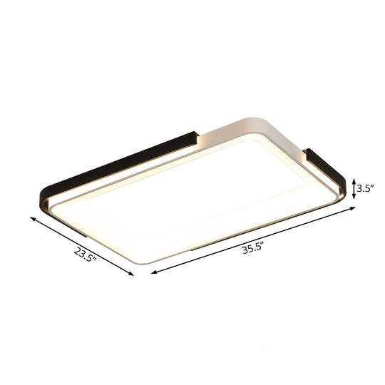 Simple Metal Led Flush Mount Light In White/Warm - Rectangular/Square Ceiling Fixture 18’/35.5’