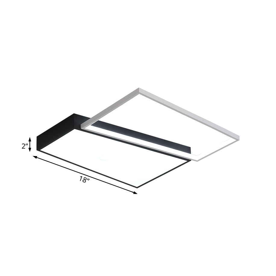 Sleek Trapezoid Flush Mount Led Metal Ceiling Light In White/Warm - 18’/21.5’ Wide