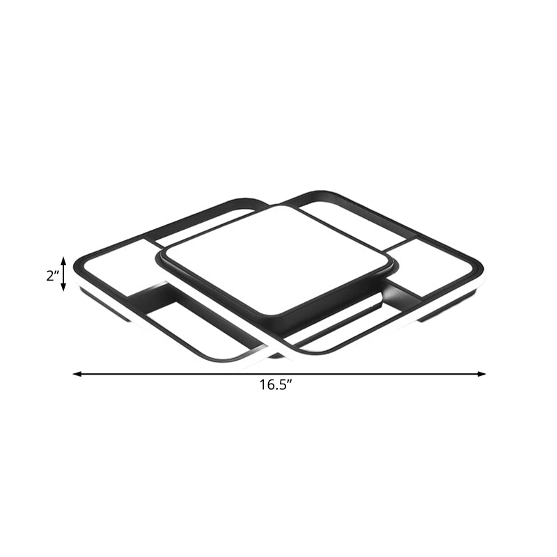 Modern Led Metal Flush Mount Ceiling Light With Frosted White Diffuser - White/Warm 16.5/20.5 Wide