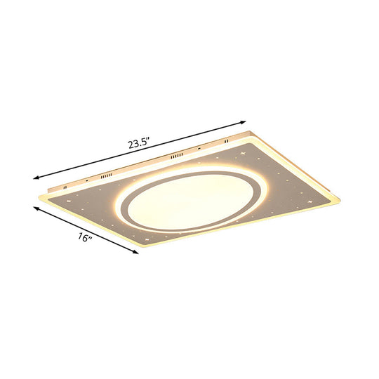Led Square Flush Mount Ceiling Light In White/Warm With Metal Frame 21.5/23.5 Wide