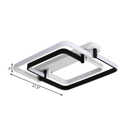 Contemporary Led Flush Ceiling Light: Round Edge Metal Black/White White/Warm Light - 18’/21.5