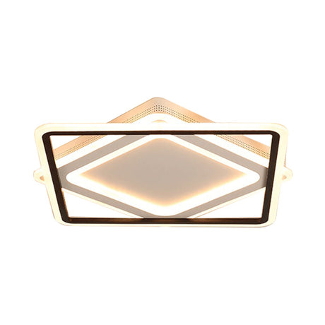 Modern Led Square Metal Flush Mount Ceiling Light In White/Warm 16.5/19.5/23.5 Wide