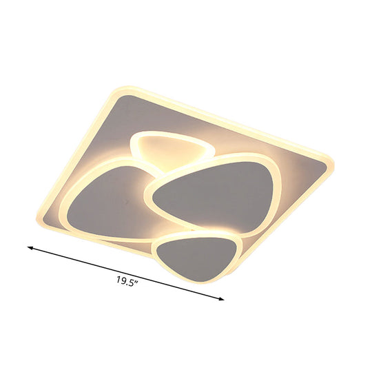 Modern Grey Flush Mount Led Ceiling Light With Overlapping Design In White/Warm - 19.5’/38’ Wide