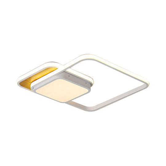 Modern Led Geometric Ceiling Light In Black/White Flush Mount 18’/21.5’ Wide White/Warm