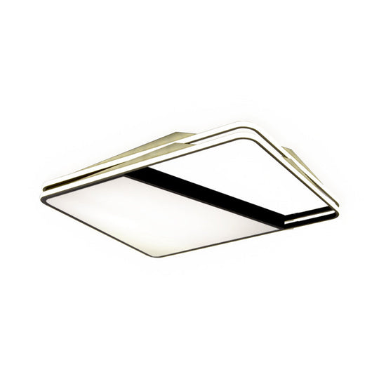 Modern Splicing Trapezoid Flush Ceiling Light - Metal Led Fixture In White/Warm 23.5’/35.5’ Wide