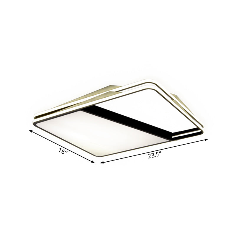 Modern Splicing Trapezoid Flush Ceiling Light - Metal Led Fixture In White/Warm 23.5’/35.5’ Wide