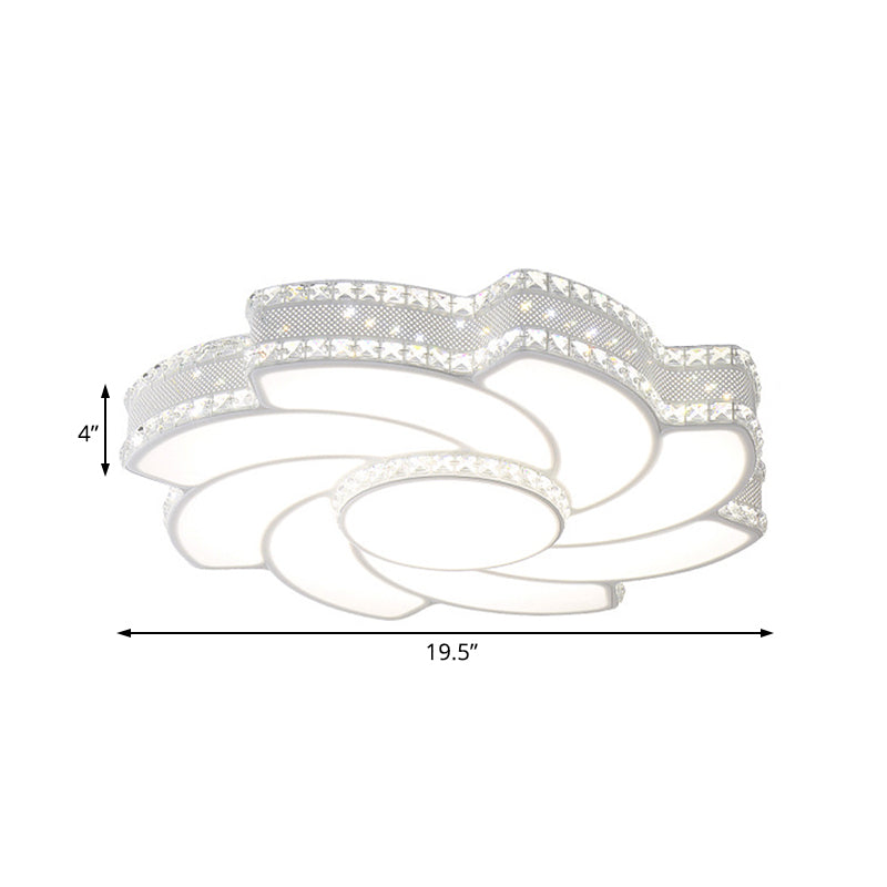 Modern Led Flower Metal Flush Ceiling Light Fixture White/Warm 19/23.5 Wide