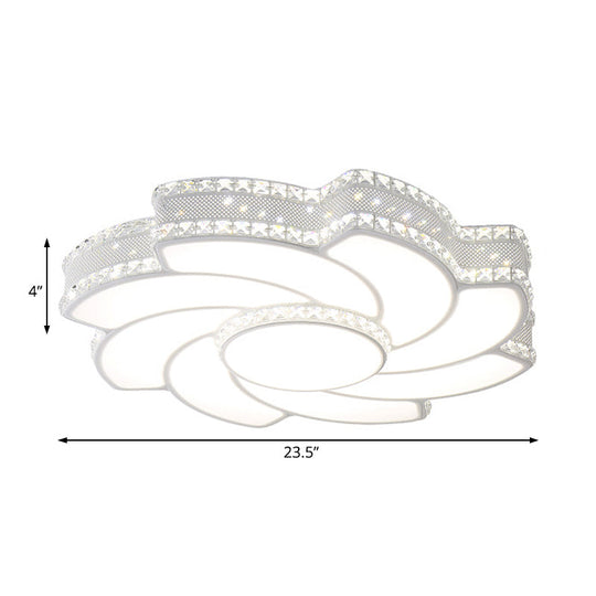 Modern Led Flower Metal Flush Ceiling Light Fixture White/Warm 19’/23.5’ Wide