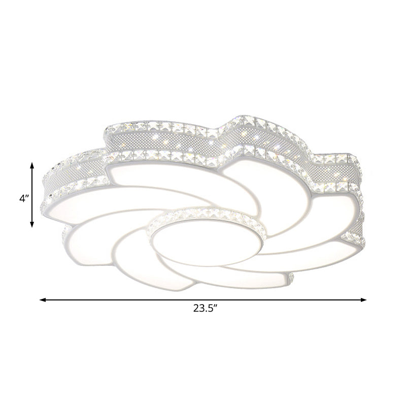 Modern Led Flower Metal Flush Ceiling Light Fixture White/Warm 19/23.5 Wide