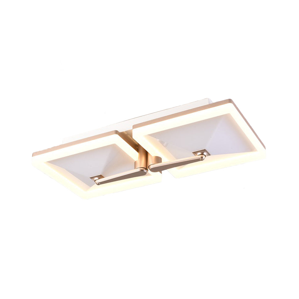 Minimalist Metal Led Ceiling Light Fixture With Splicing Square Design - 2/4/6 Heads Third Gear