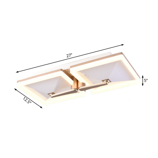 Minimalist Metal Led Ceiling Light Fixture With Splicing Square Design - 2/4/6 Heads Third Gear