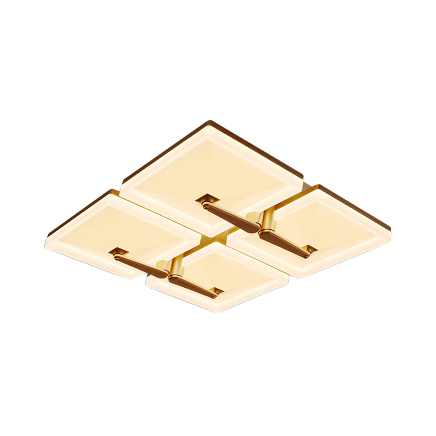 Minimalist Metal Led Ceiling Light Fixture With Splicing Square Design - 2/4/6 Heads Third Gear