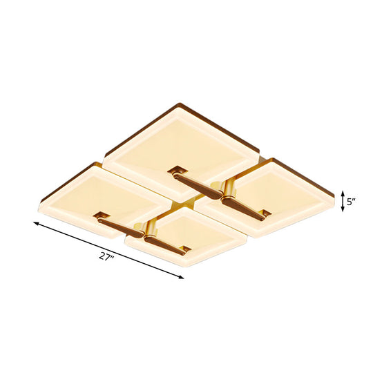 Minimalist Metal Led Ceiling Light Fixture With Splicing Square Design - 2/4/6 Heads Third Gear