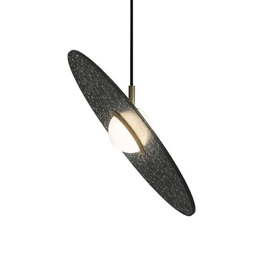 Ufo Shaped Pendant Lamp Modern Concrete 1 Light Black/White/Pink Hanging Ceiling