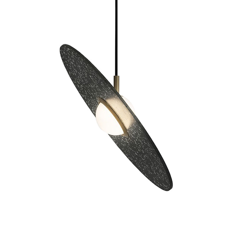 Ufo Shaped Pendant Lamp Modern Concrete 1 Light Black/White/Pink Hanging Ceiling