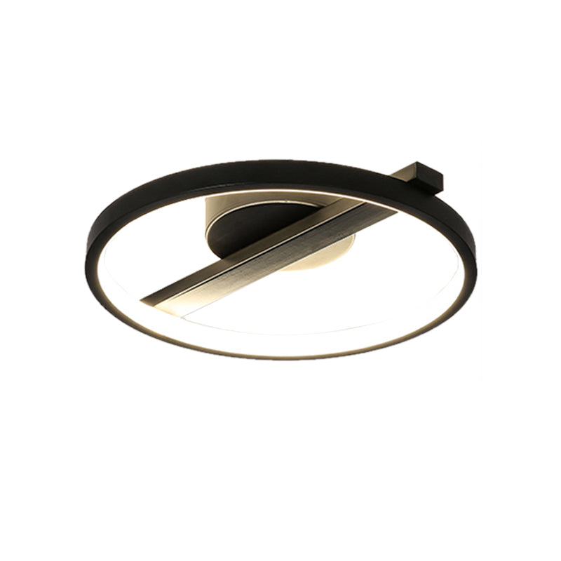 Modern Acrylic Ring Flush Mount Ceiling Light In Black/White/Blue For Living Room - Warm/White