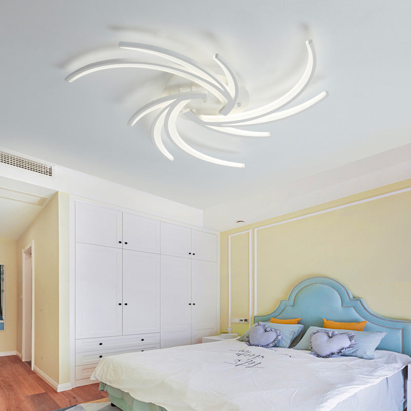 Modern Swirl Flush Mount Lamp - Acrylic Ceiling Fixture With 3/4/5 Lights For White Bedroom